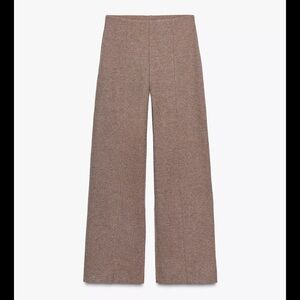 Zara Wide Leg Pants in Brown Tweed